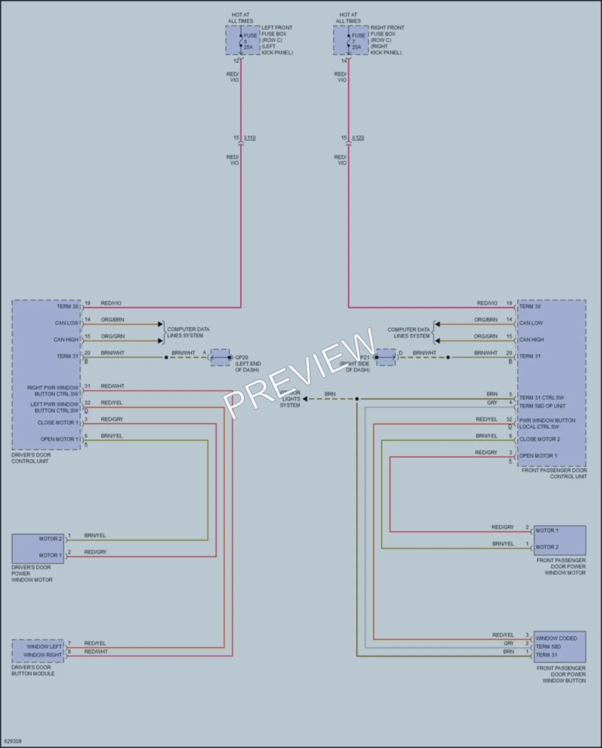 2018 Porsche 718Boxster Power Windows wiring diagram preview