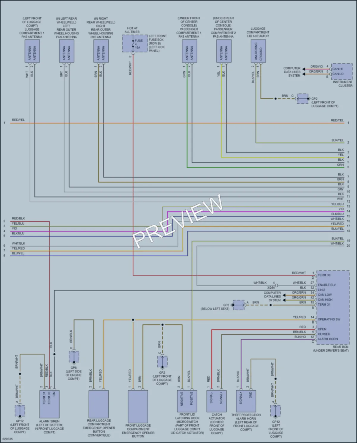 2018 Porsche 718Cayman Anti Theft wiring diagram preview