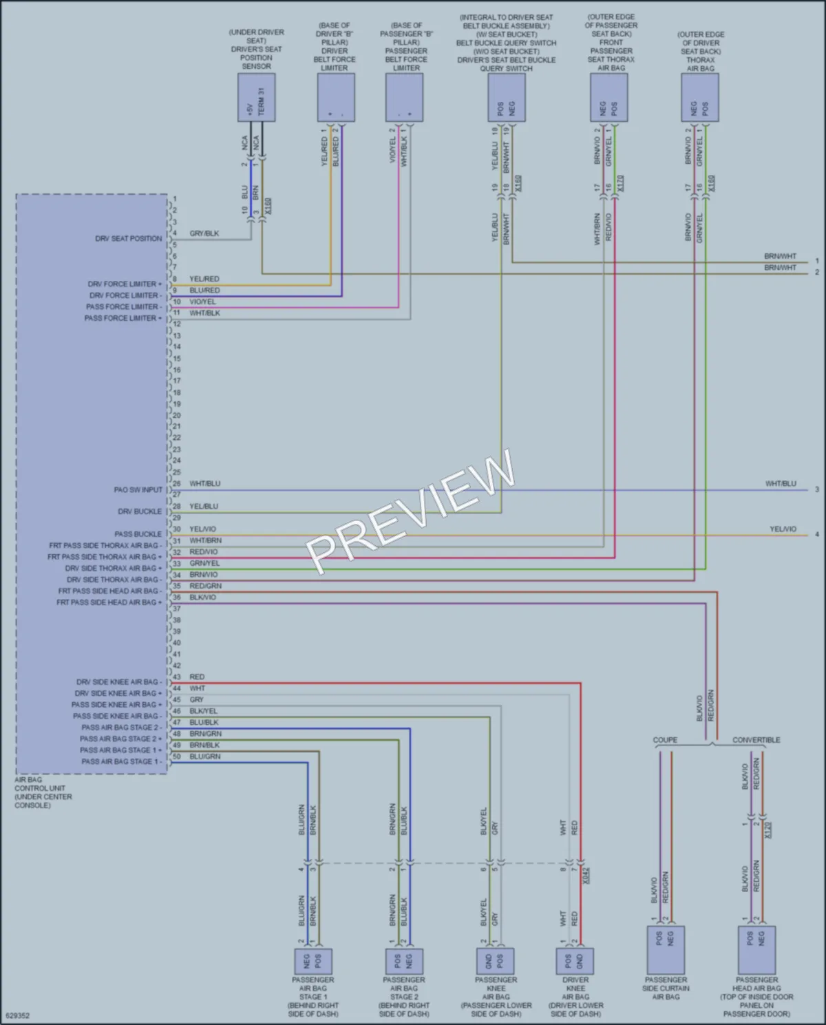 2018 Porsche 718Cayman Supplemental Restraints wiring diagram preview