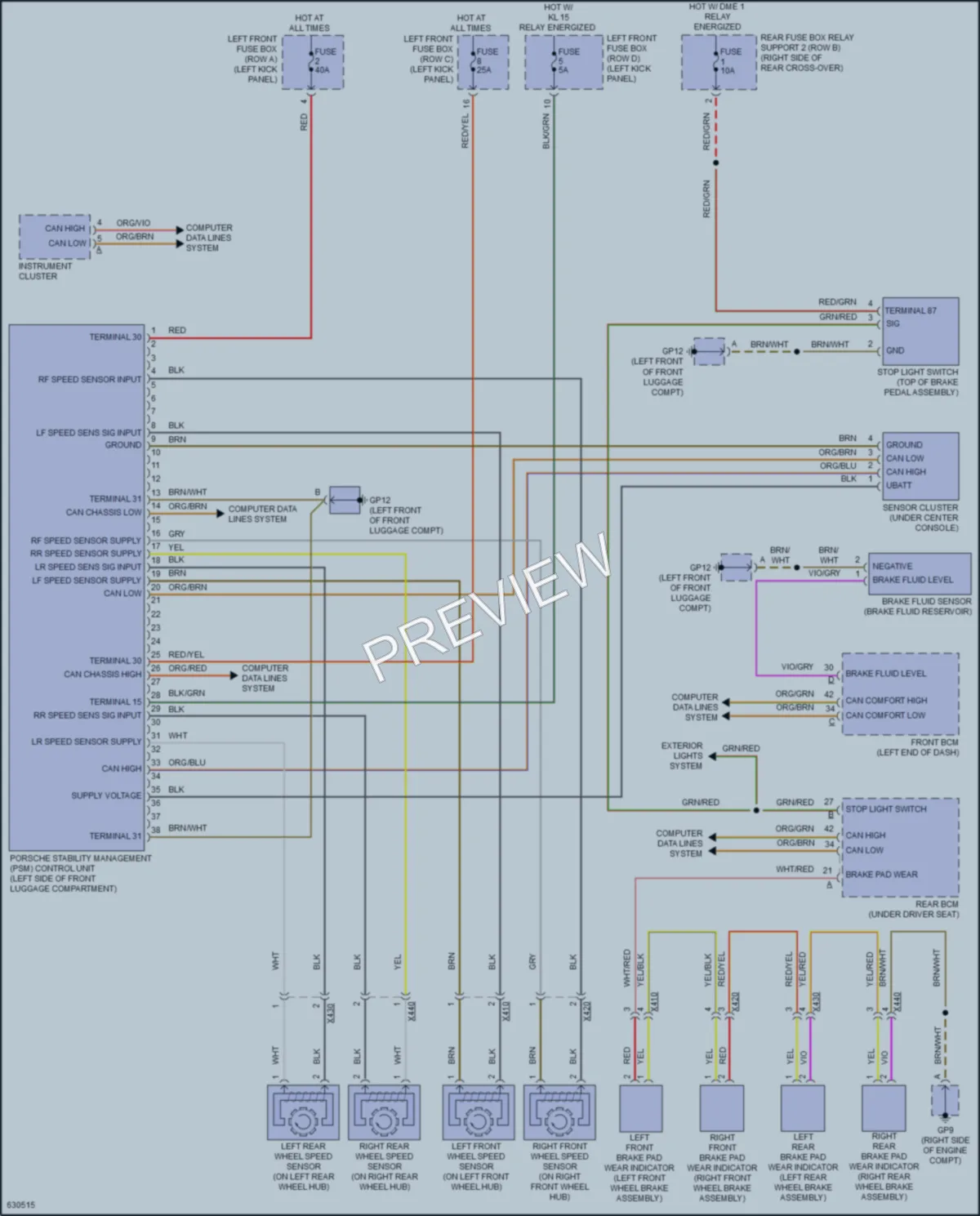 2018 Porsche 911 Anti Lock Brakes wiring diagram preview