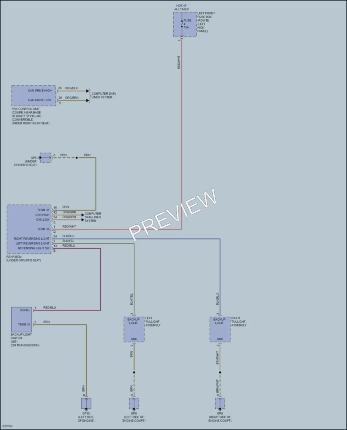 2018 Porsche 911 Exterior Lights wiring diagram preview