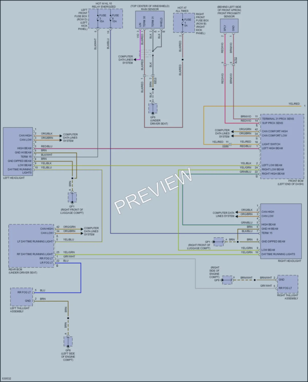 2018 Porsche 911 Headlights wiring diagram preview