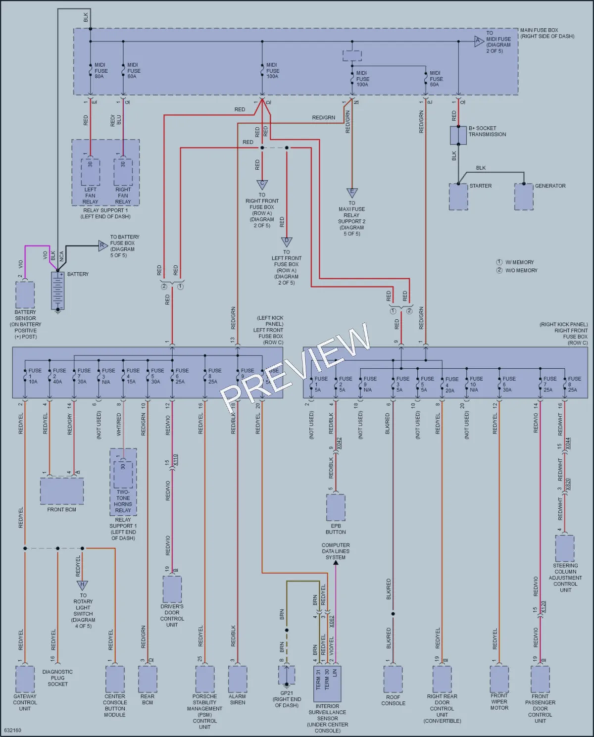 2018 Porsche 911 Power Distribution wiring diagram preview