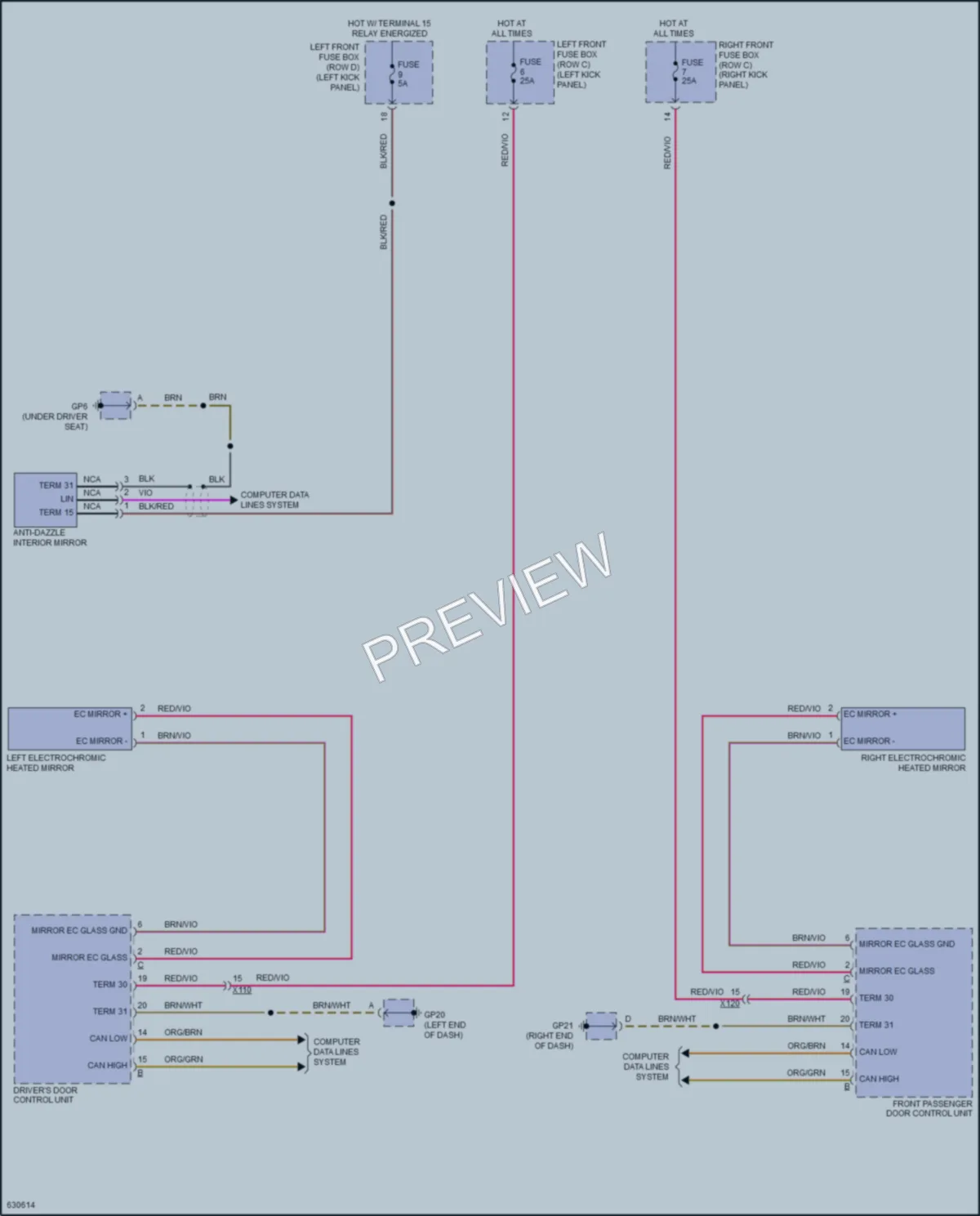 2018 Porsche 911 Power Mirrors wiring diagram preview