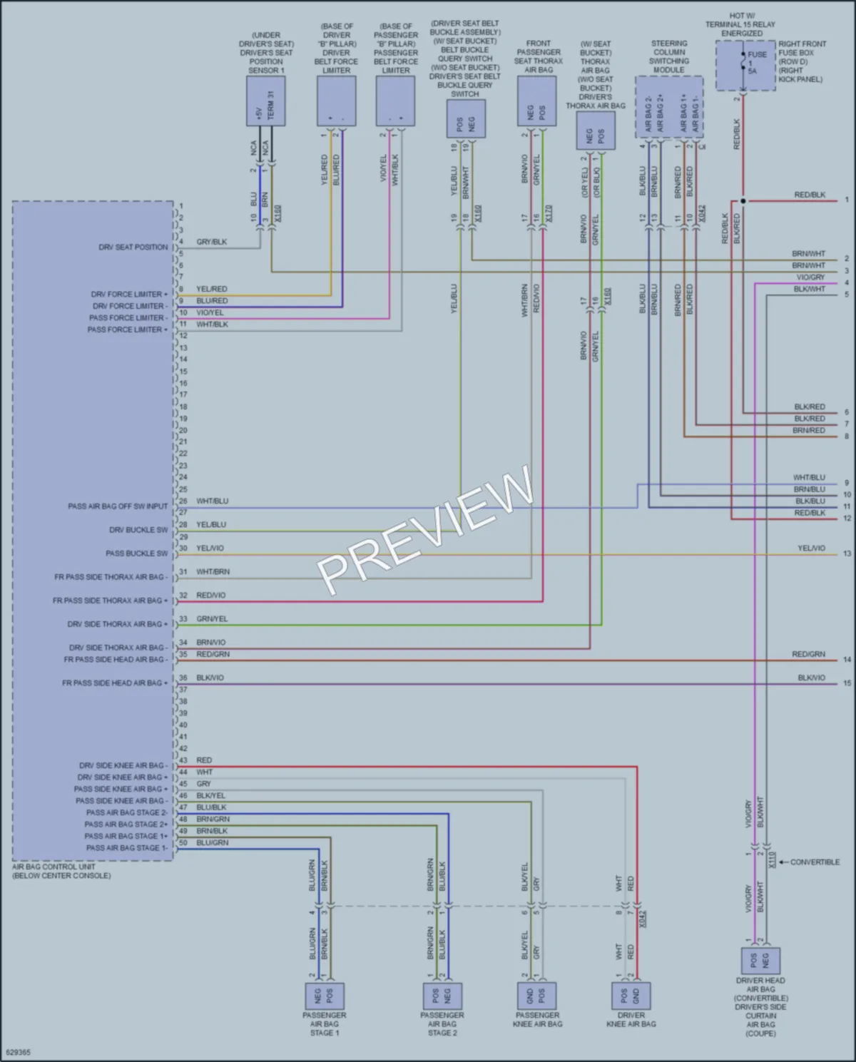 2018 Porsche 911 Supplemental Restraints wiring diagram preview