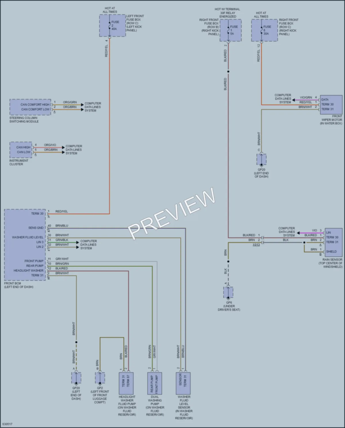 2018 Porsche 911 Wiper Washer wiring diagram preview