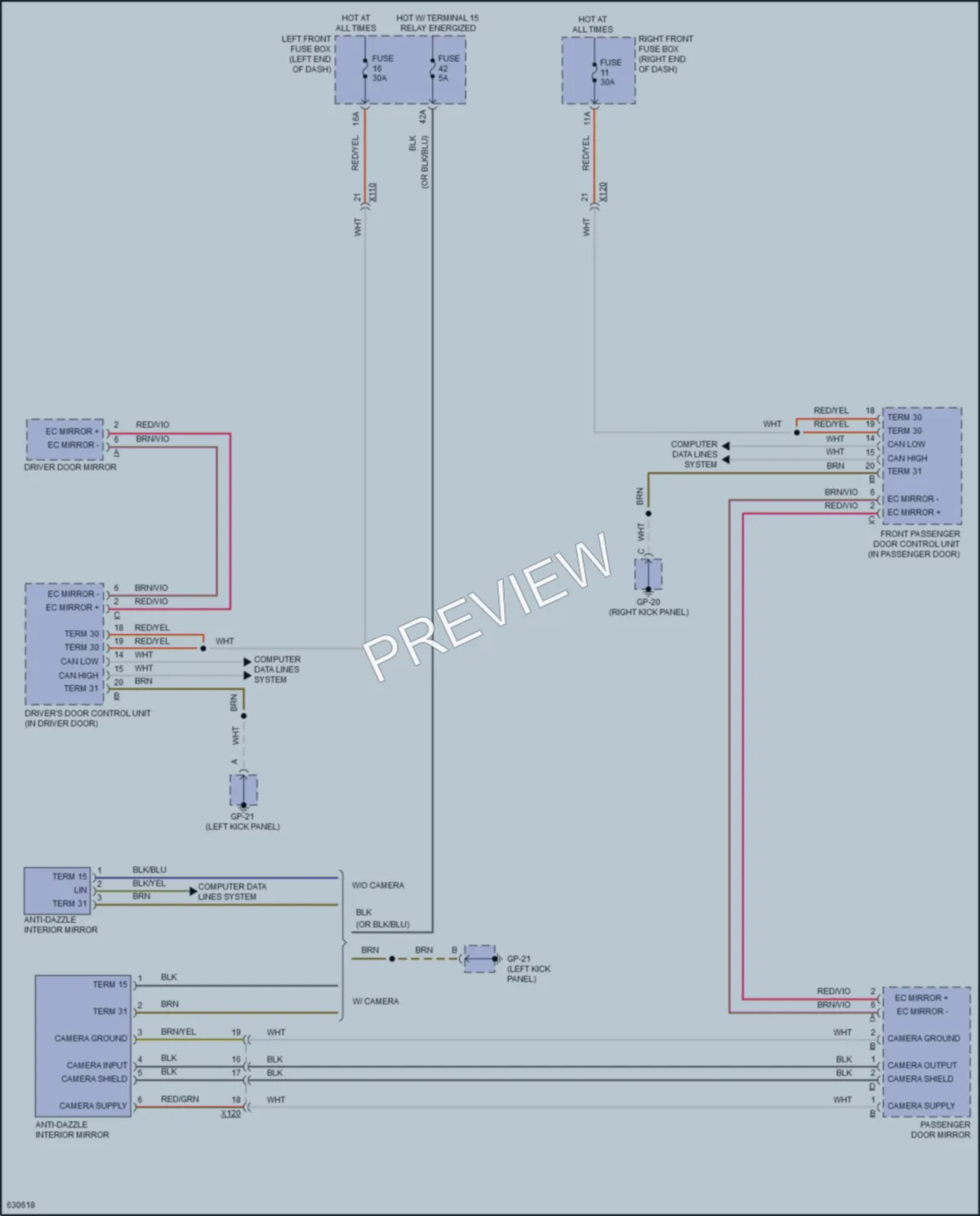 2018 Porsche Cayenne Power Mirrors wiring diagram preview