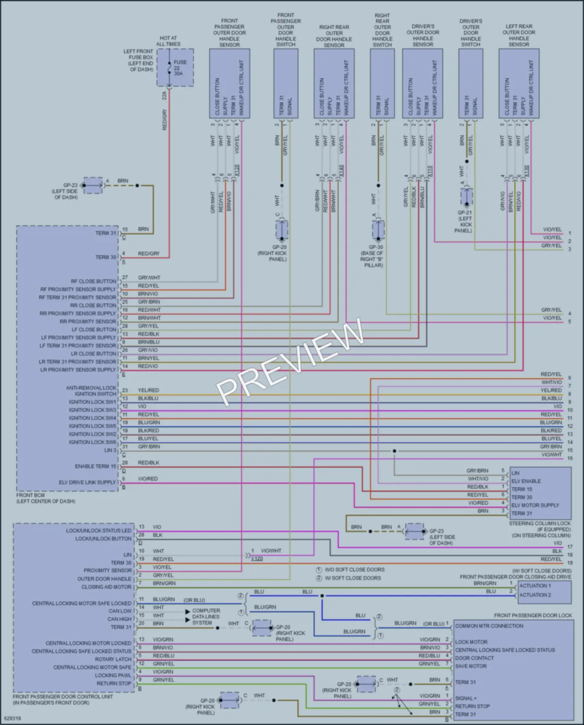 2018 Porsche CayenneHybrid Power Door Locks wiring diagram preview