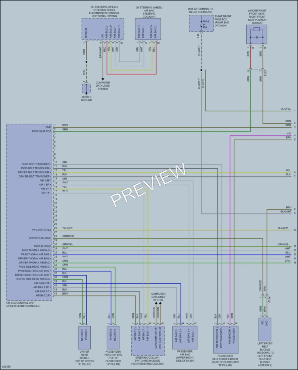2018 Porsche CayenneHybrid Supplemental Restraints wiring diagram preview