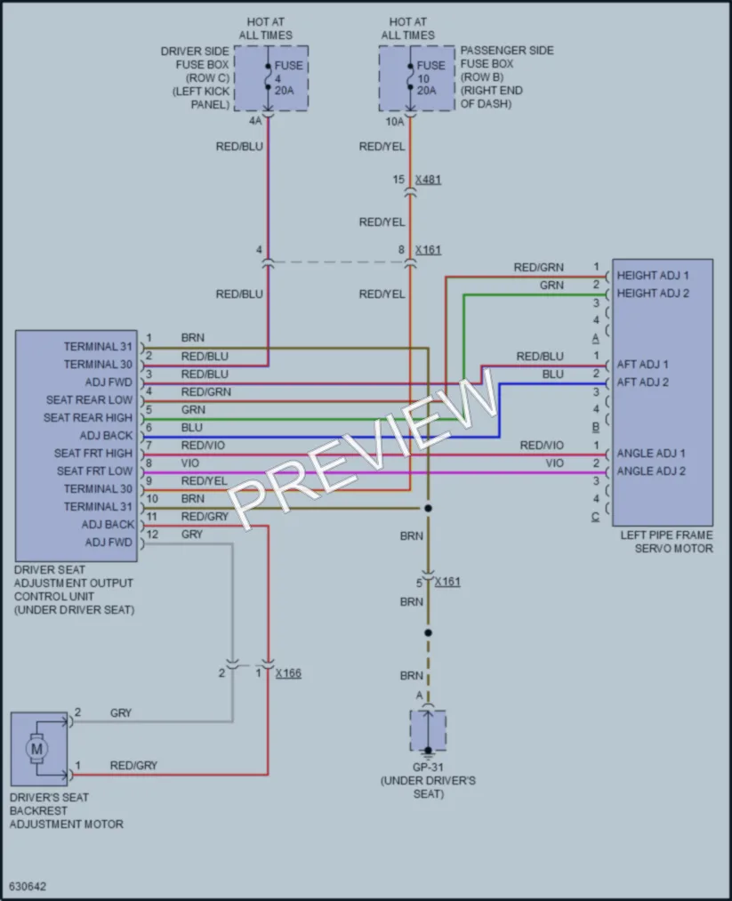 2018 Porsche Macan Power Seats wiring diagram preview