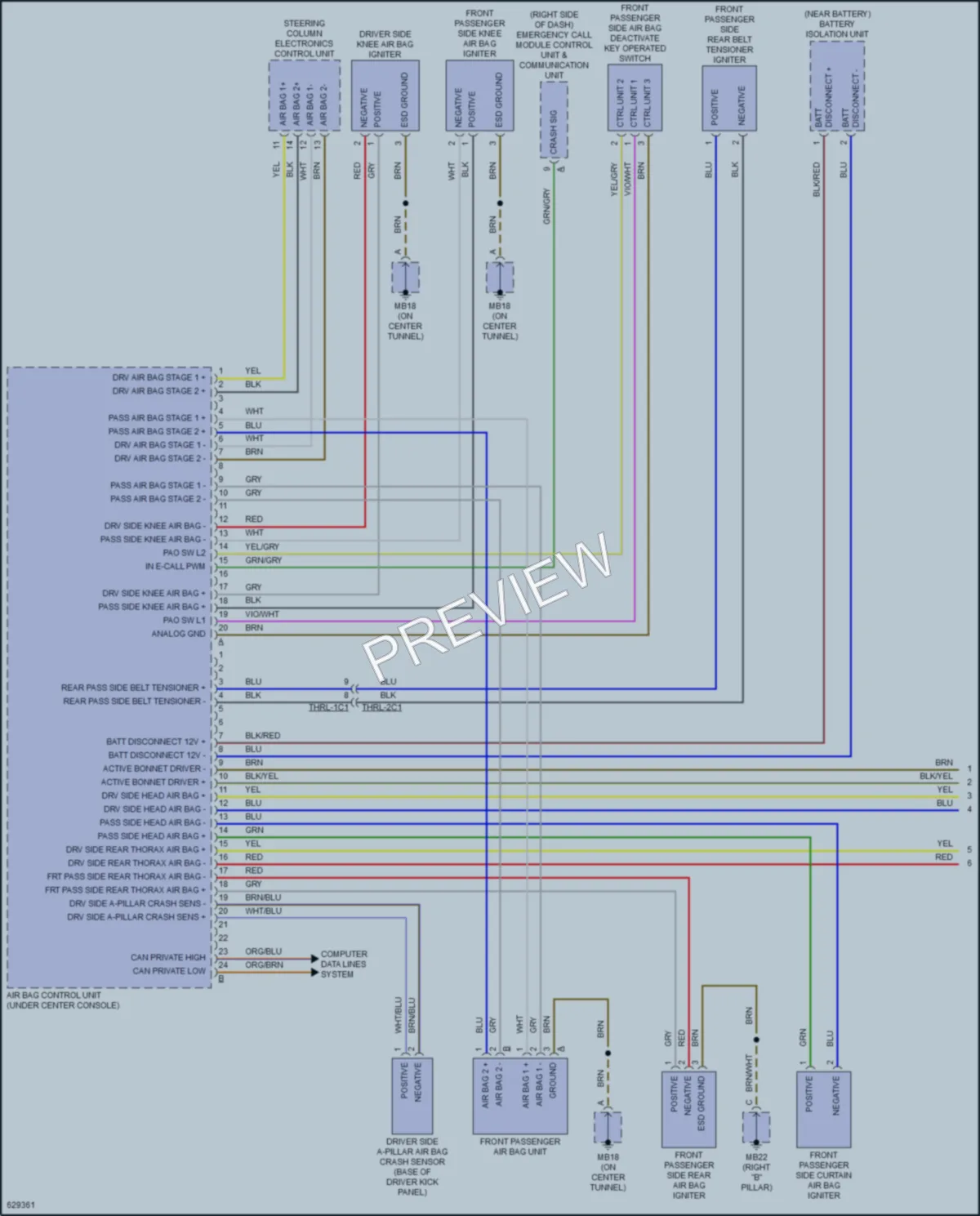 2018 Porsche Panamera Supplemental Restraints wiring diagram preview