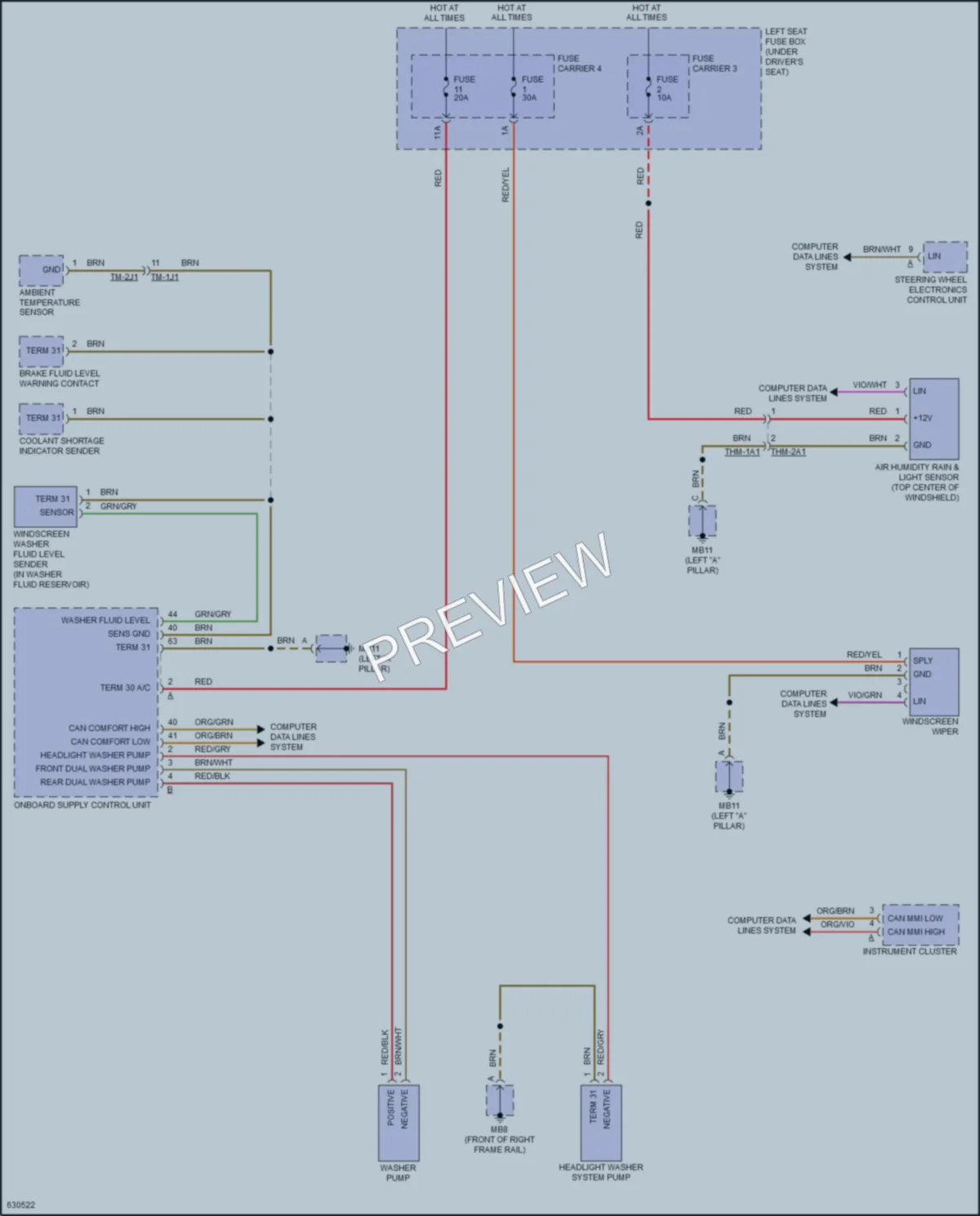 2018 Porsche Panamera Wiper Washer wiring diagram preview