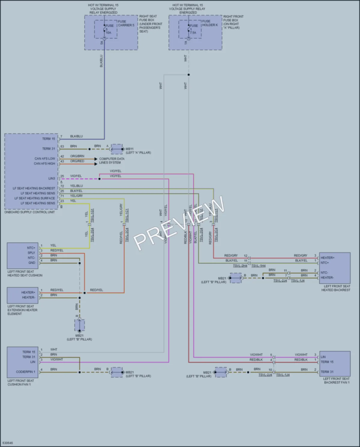 2018 Porsche PanameraHybrid Power Seats wiring diagram preview