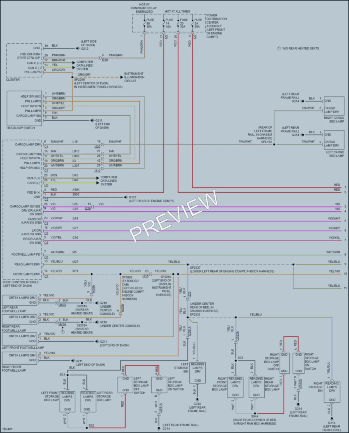 2018 Ram 1500Pickup Interior Lights wiring diagram preview
