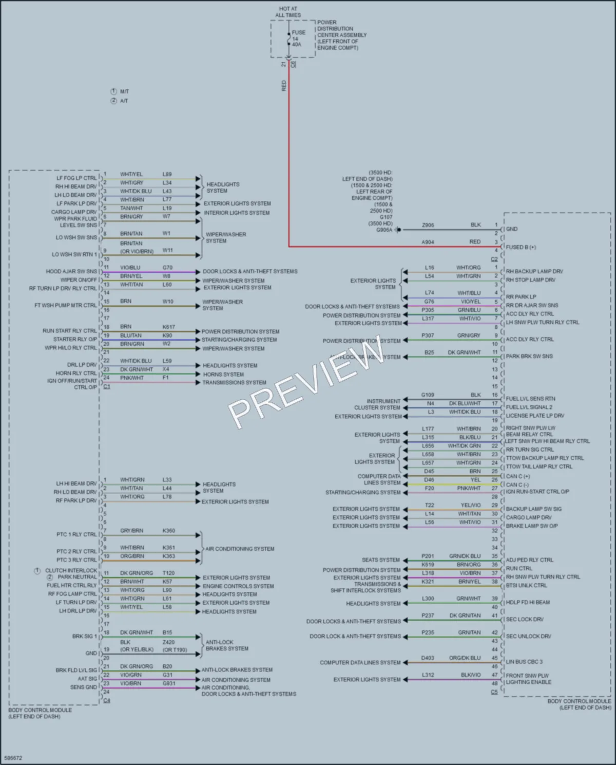 2018 Ram 3500Pickup Body Control Modules wiring diagram preview