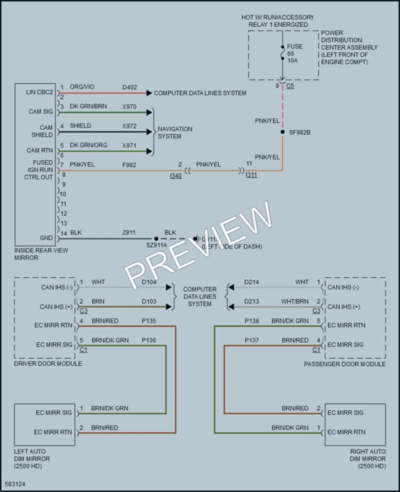 2018 Ram 3500Pickup Power Mirrors wiring diagram preview