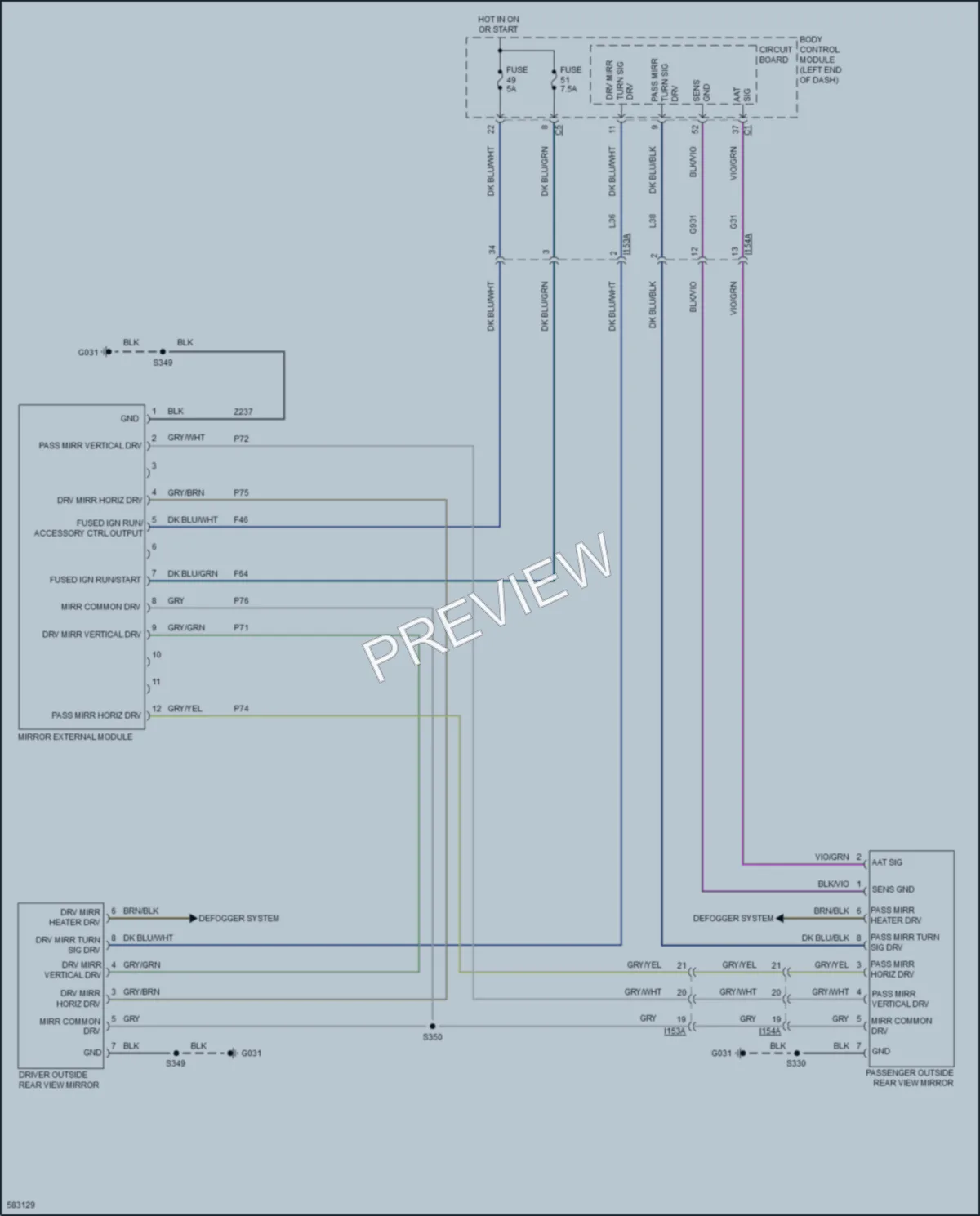 2018 Ram ProMasterCity Power Mirrors wiring diagram preview