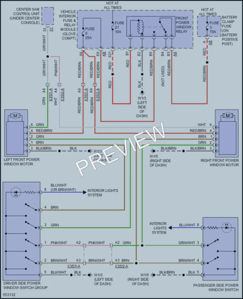 2018 Smart fortwoelectric Power Windows wiring diagram preview
