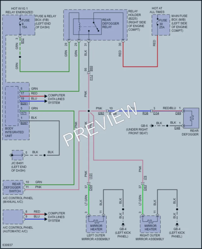 2018 Subaru Crosstrek Defoggers wiring diagram preview