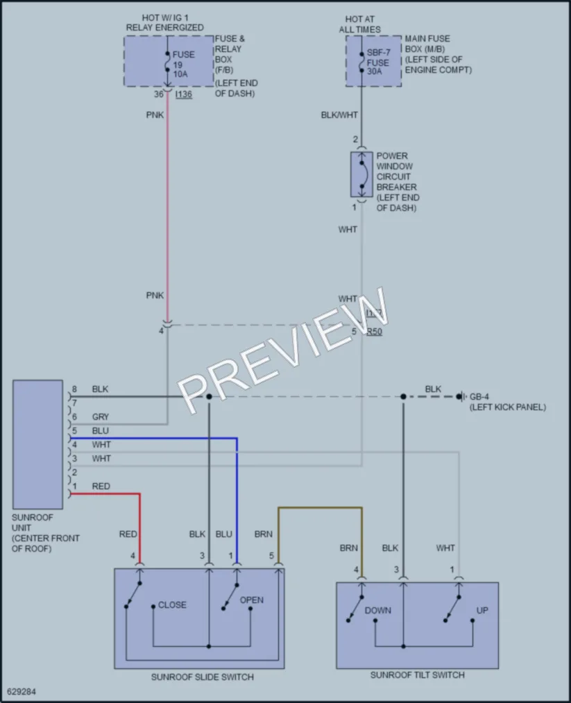 2018 Subaru Crosstrek Power Top Sunroof wiring diagram preview