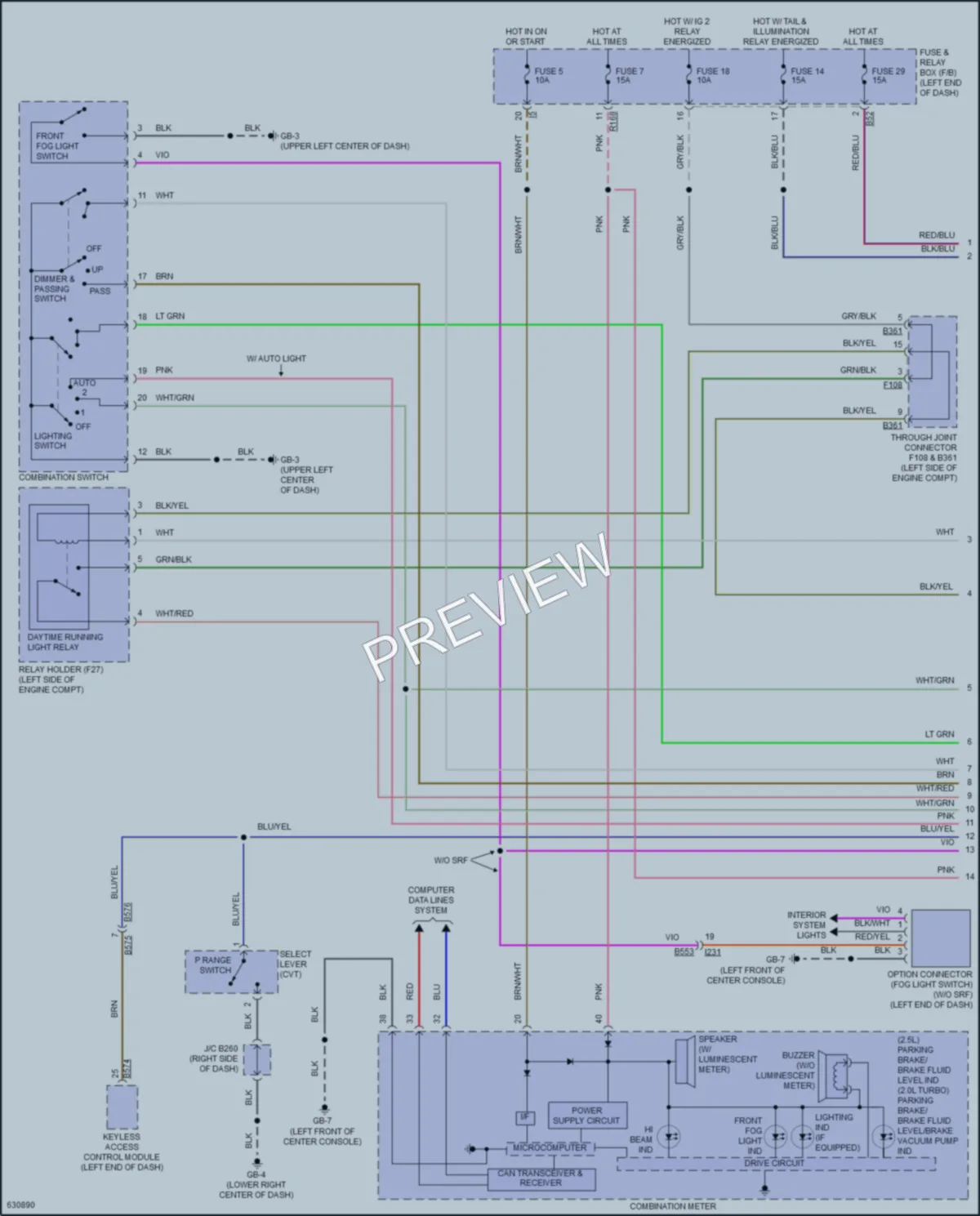 2018 Subaru Forester Headlights wiring diagram preview
