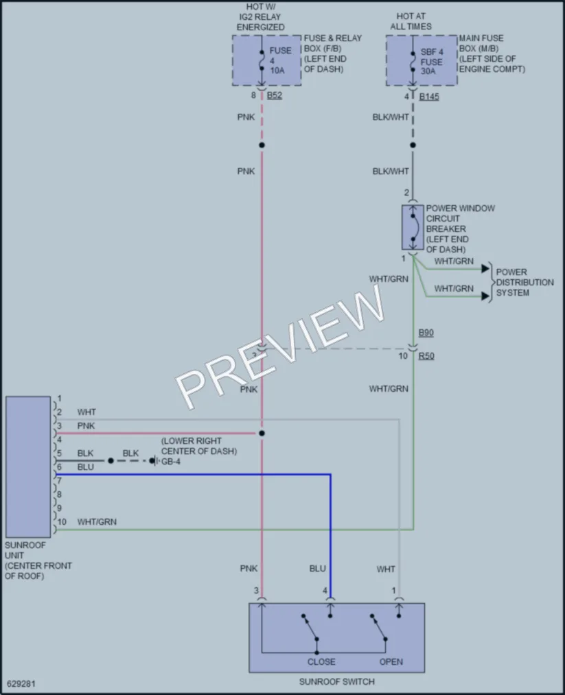 2018 Subaru Forester Power Top Sunroof wiring diagram preview