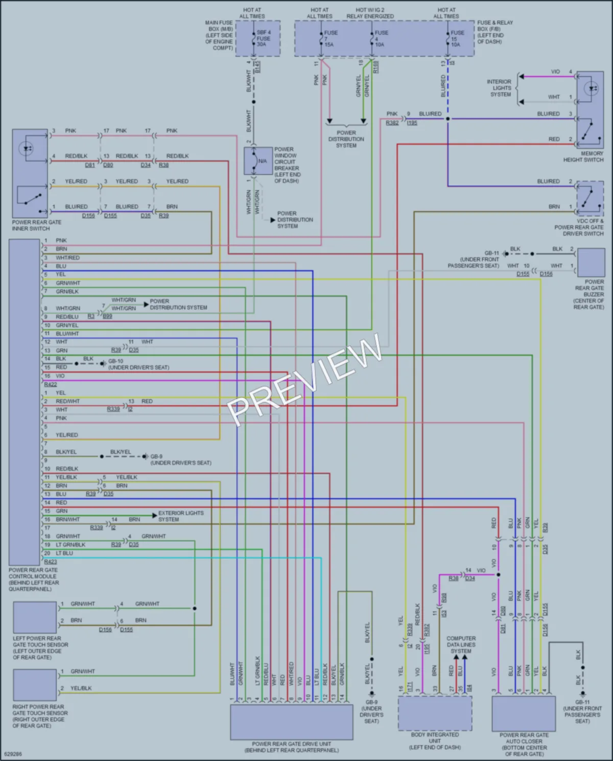2018 Subaru Forester Trunk Tailgate Fuel Door wiring diagram preview
