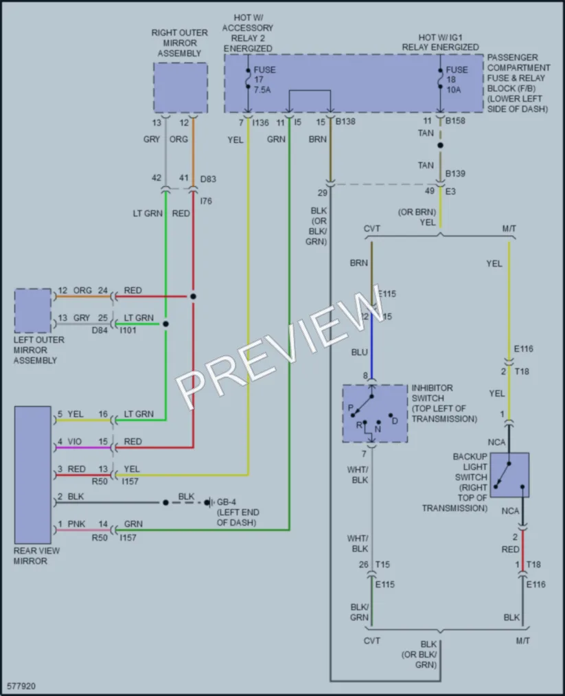 2018 Subaru Impreza Power Mirrors wiring diagram preview