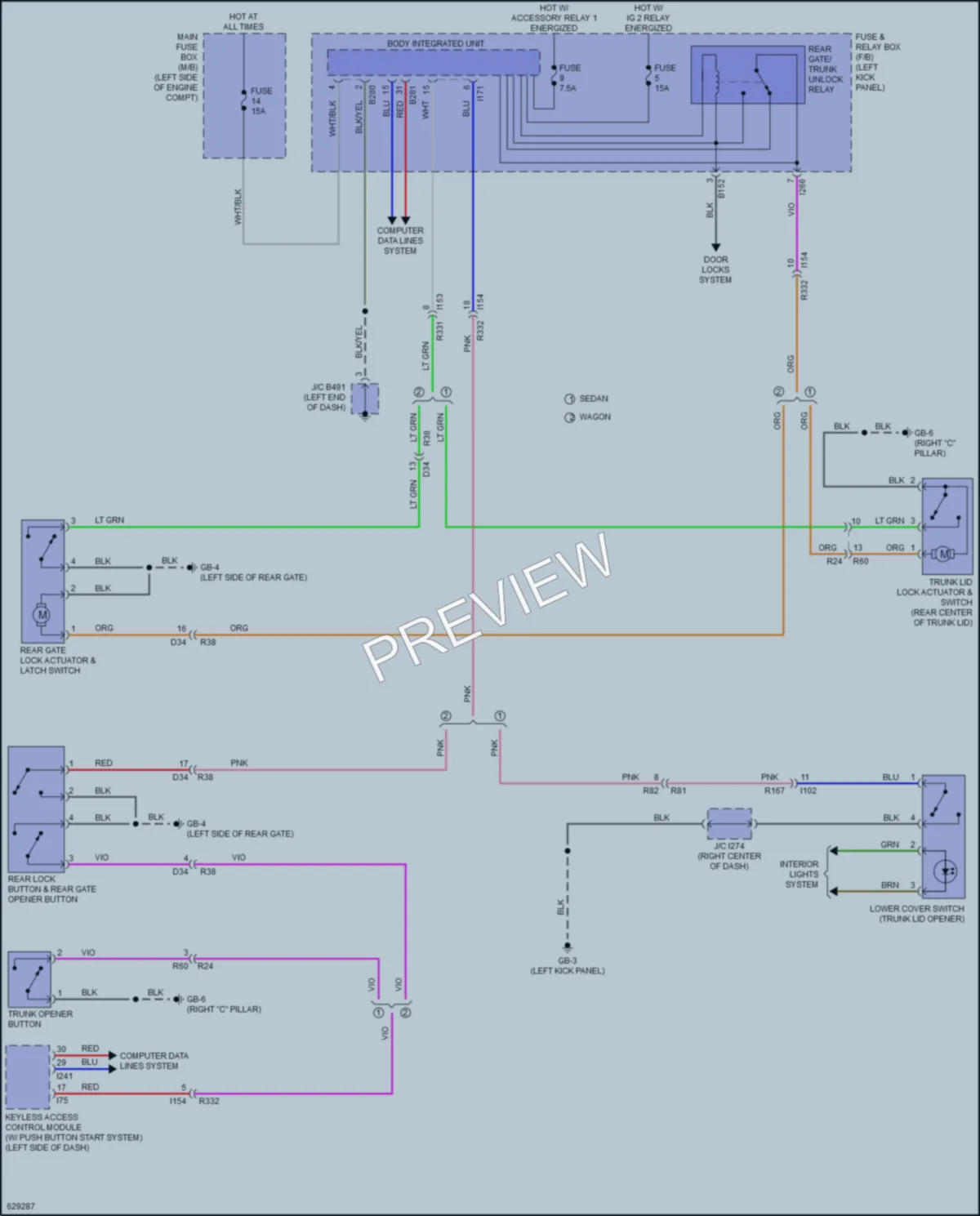 2018 Subaru Legacy Trunk Tailgate Fuel Door wiring diagram preview