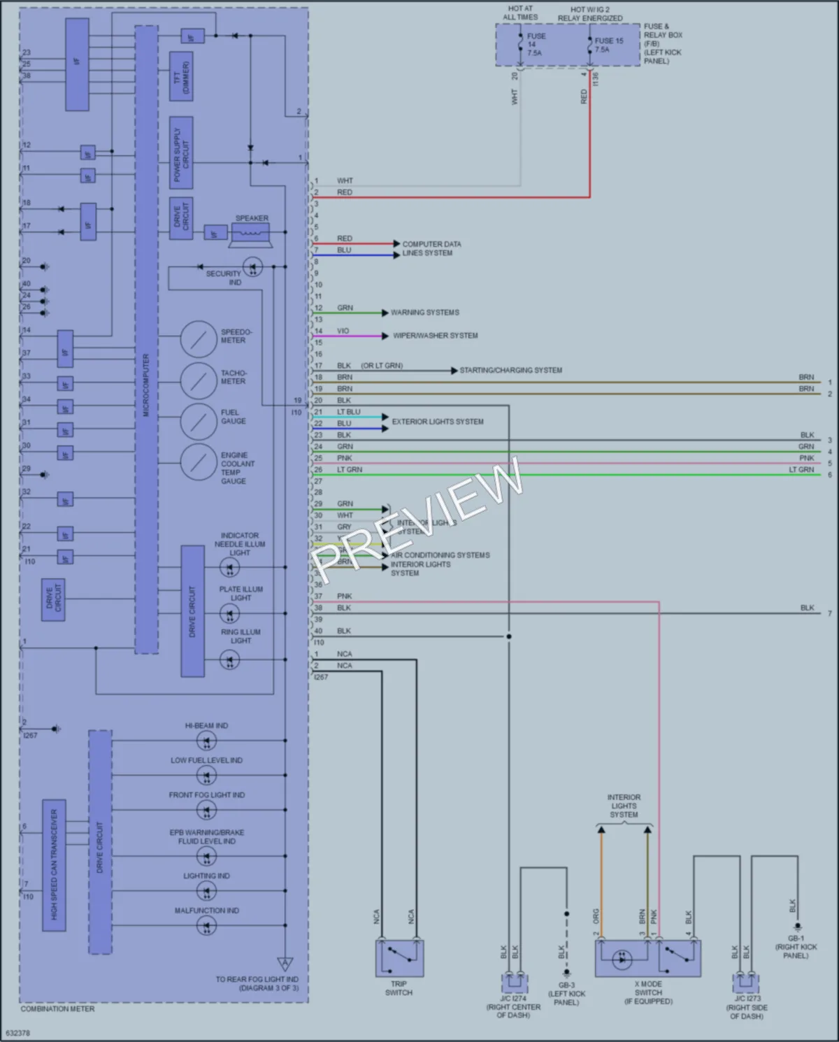 2018 Subaru Outback Instrument Cluster wiring diagram preview