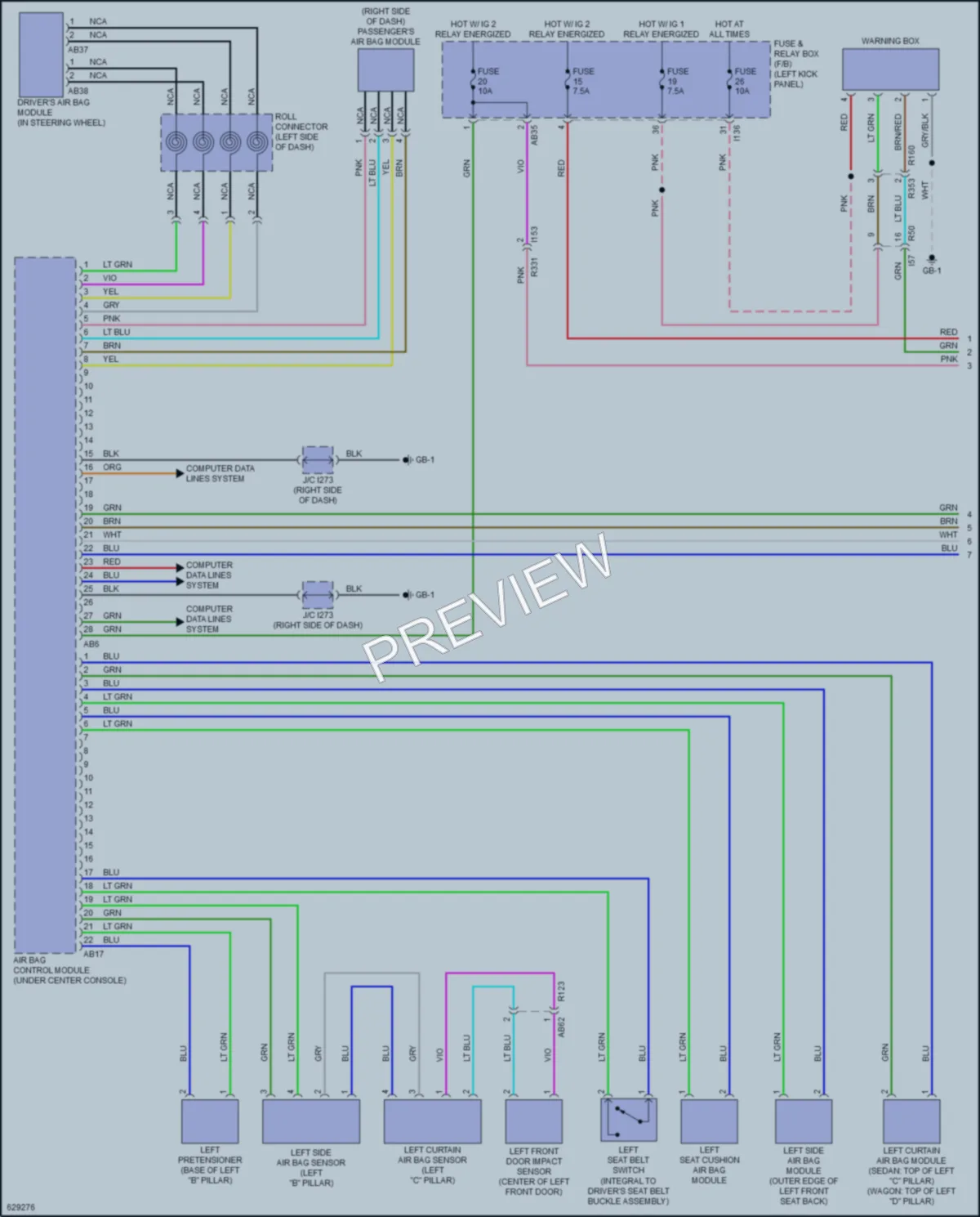 2018 Subaru Outback Supplemental Restraints wiring diagram preview