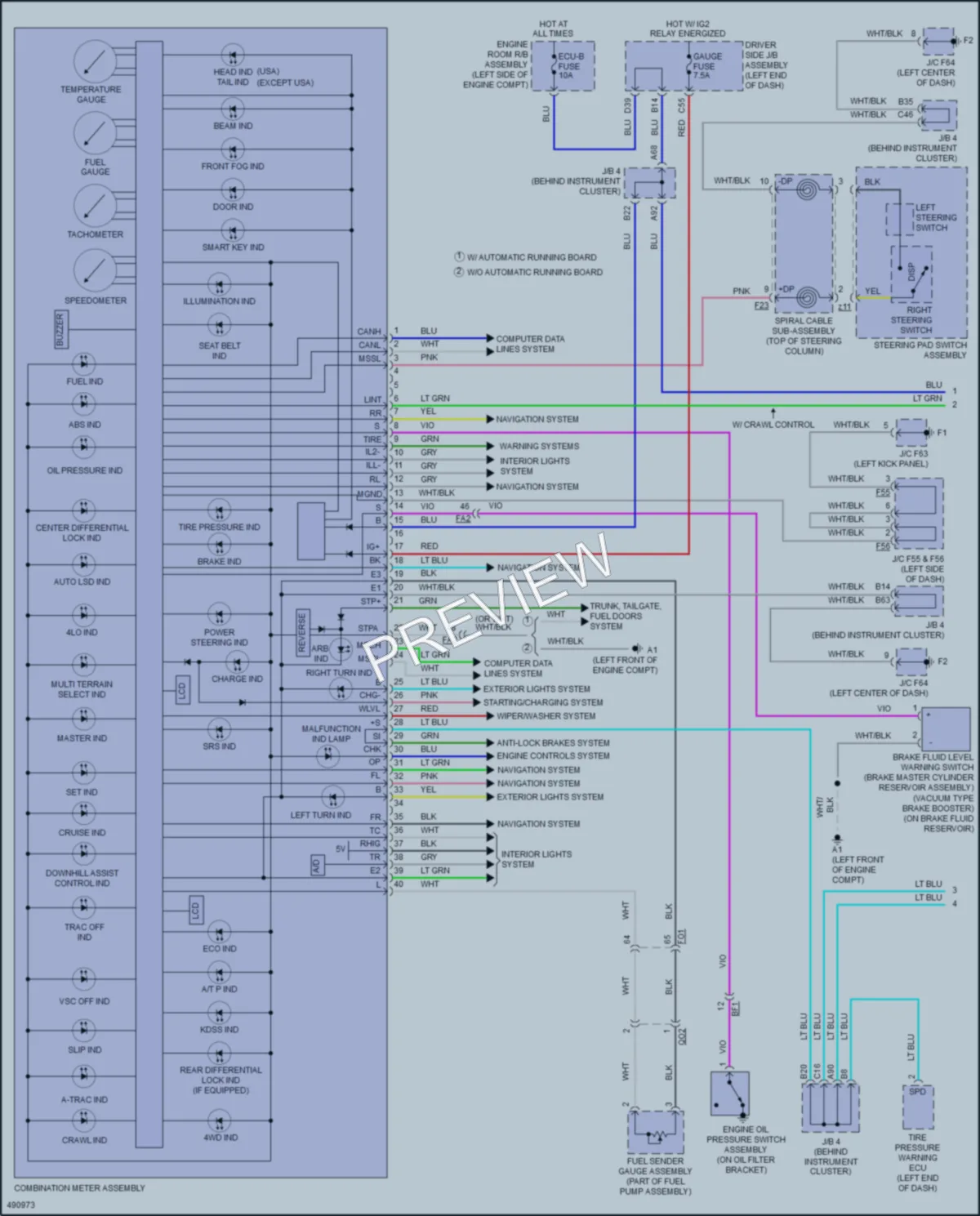2018 Toyota 4Runner Instrument Cluster wiring diagram preview