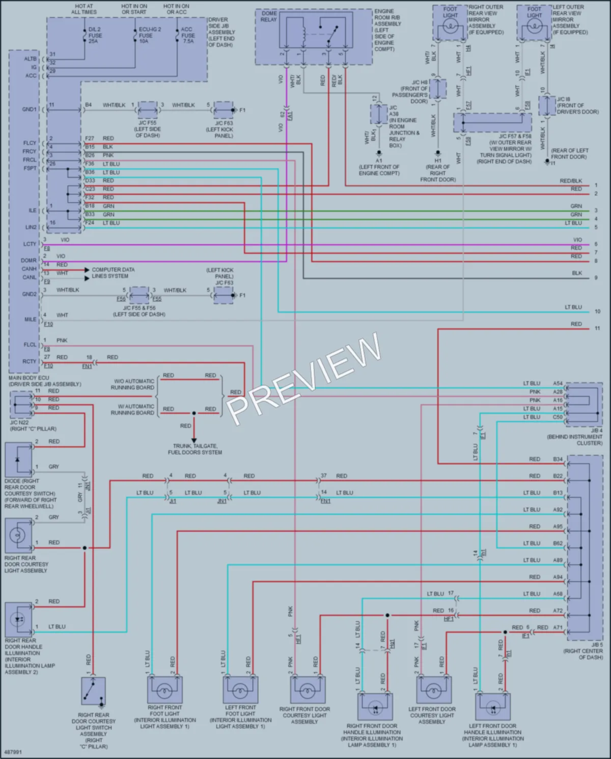 2018 Toyota 4Runner Interior Lights wiring diagram preview