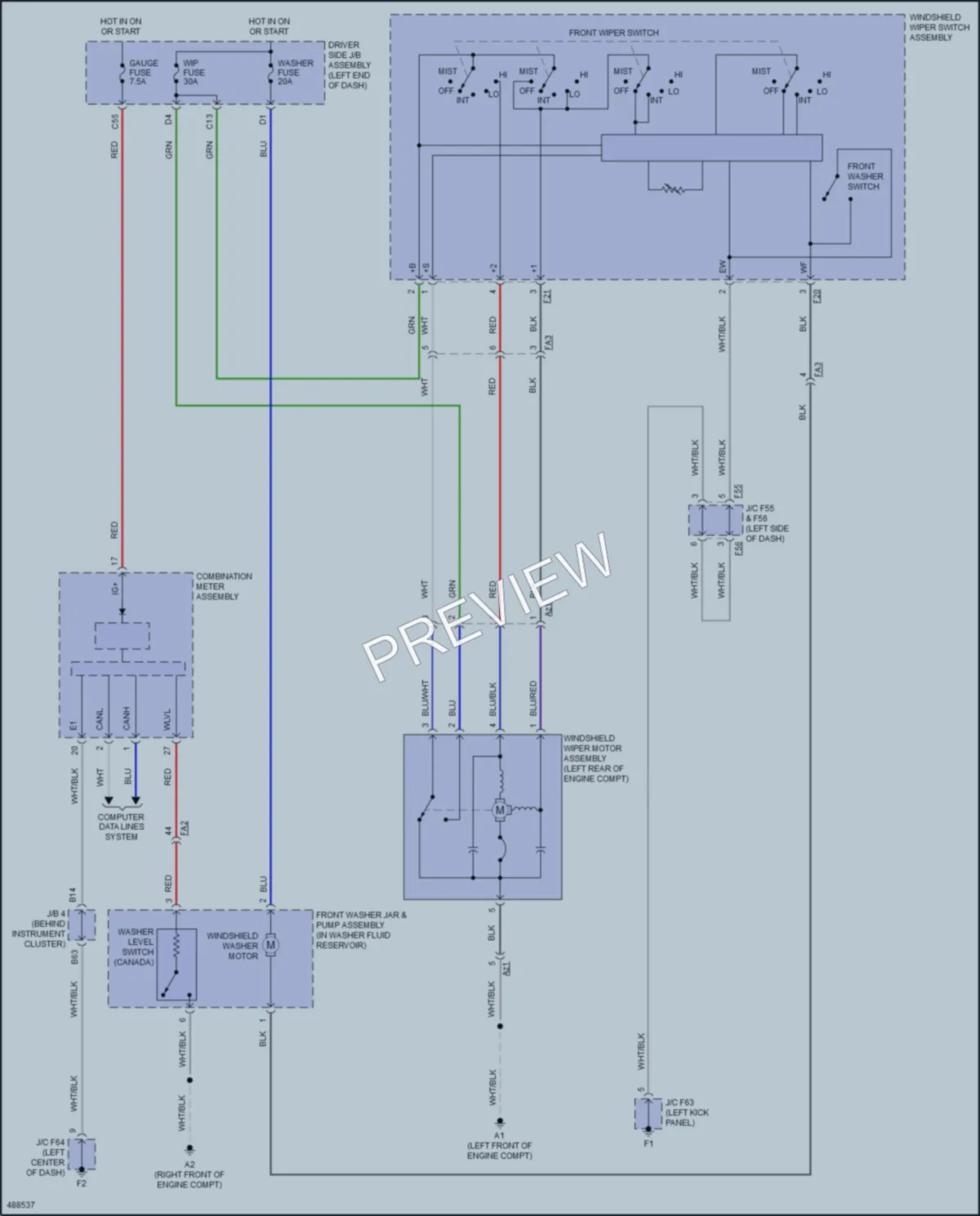 2018 Toyota 4Runner Wiper Washer wiring diagram preview