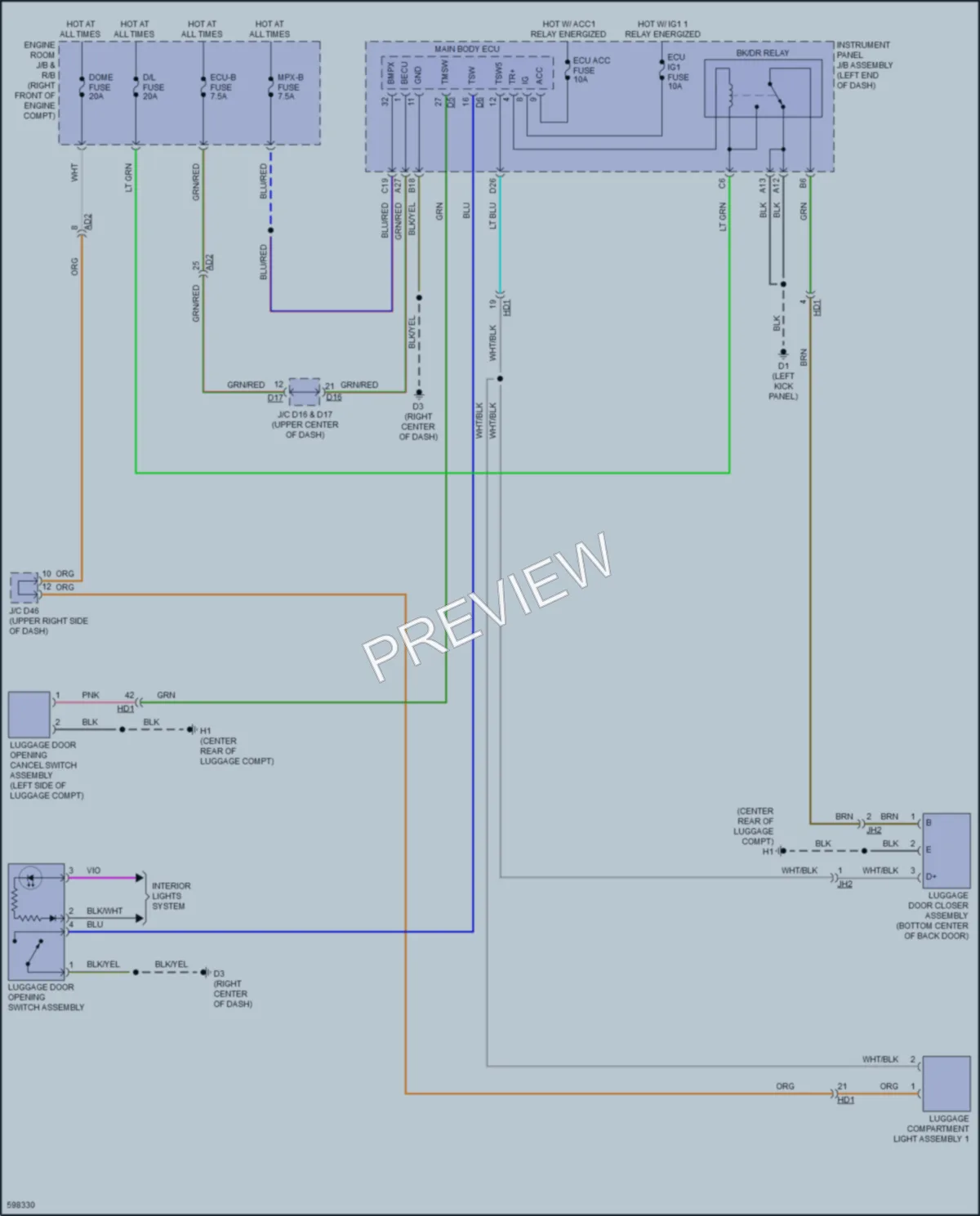 2018 Toyota 86 Trunk Tailgate Fuel Door wiring diagram preview