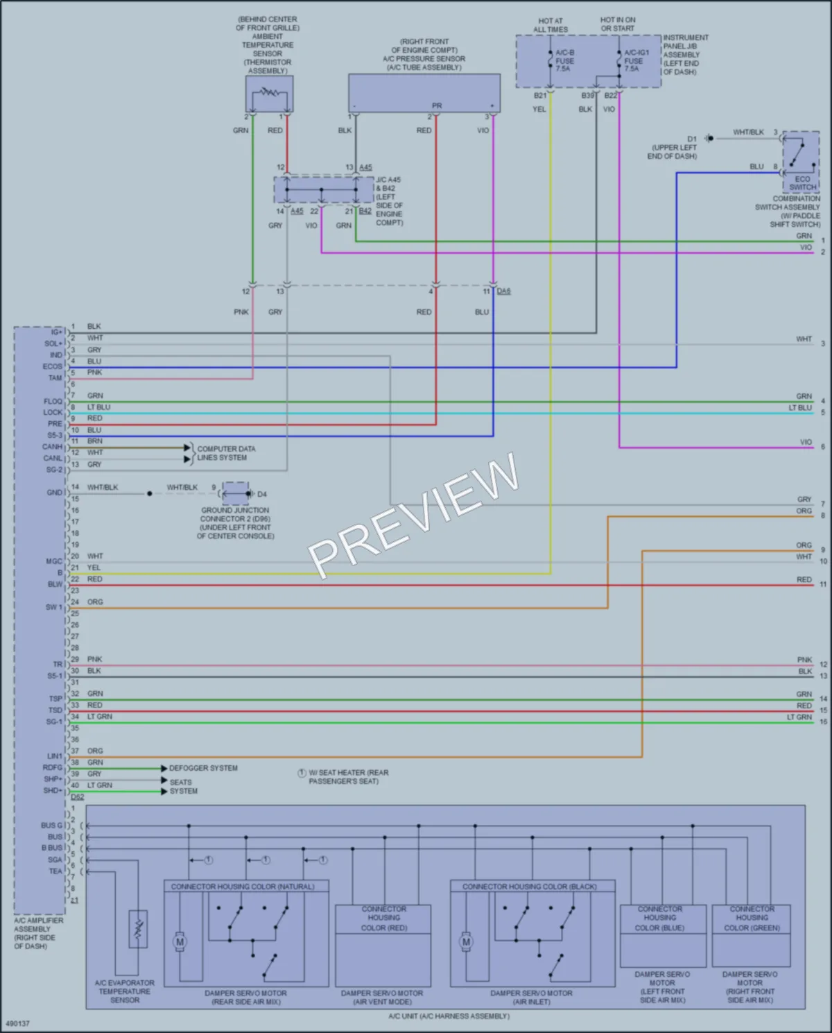 2018 Toyota Avalon Air Conditioning wiring diagram preview