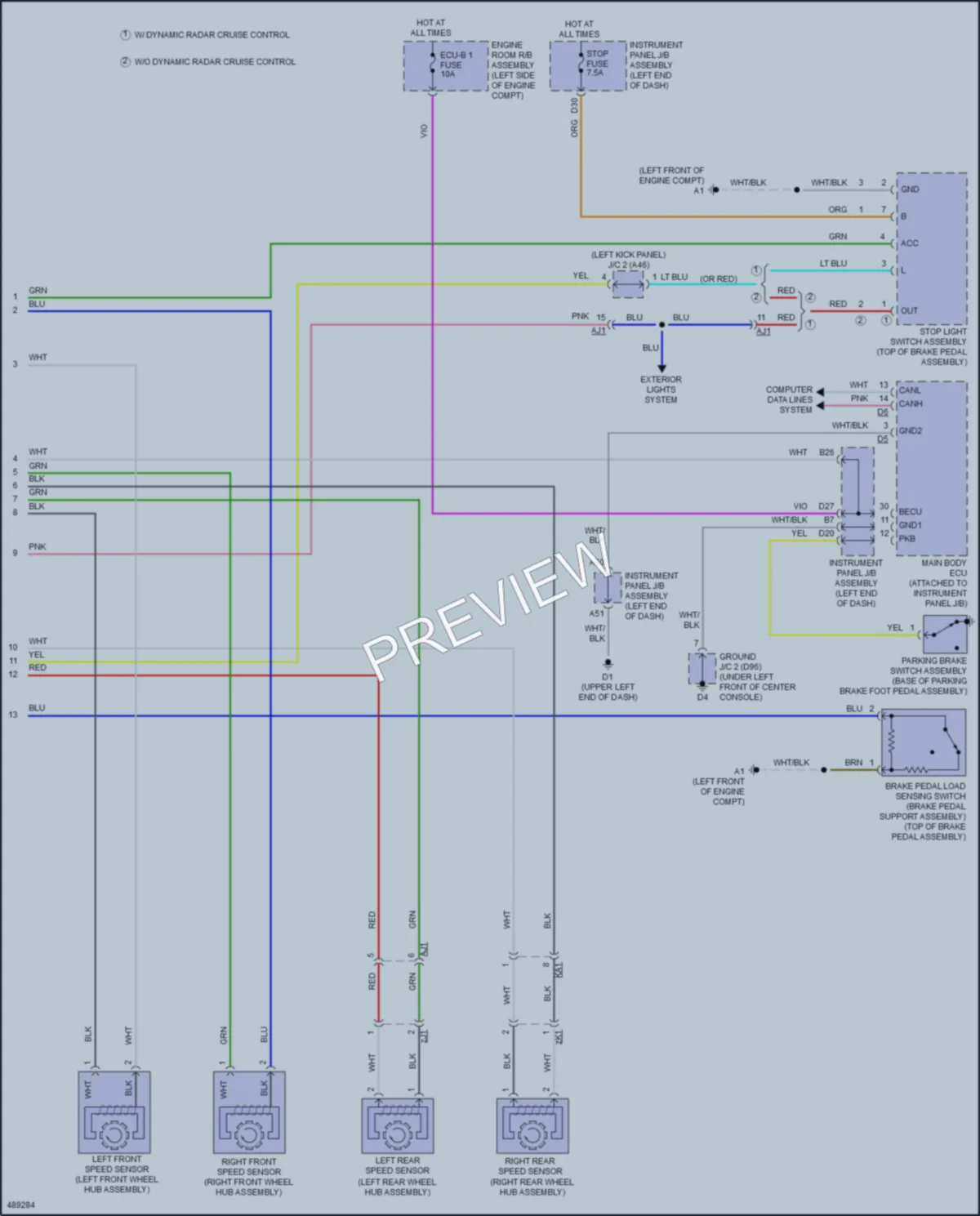 2018 Toyota AvalonHybrid Anti Lock Brakes wiring diagram preview