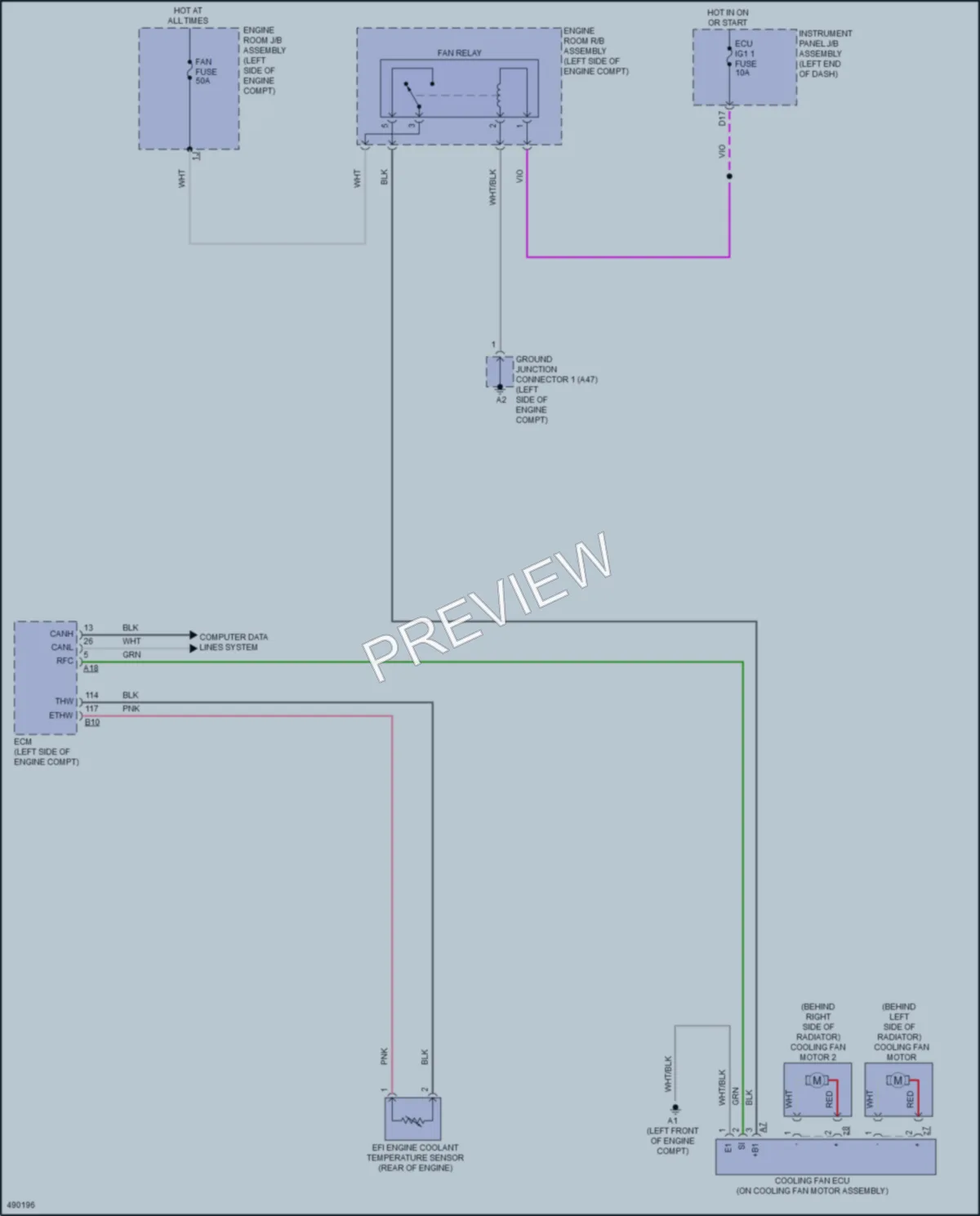 2018 Toyota AvalonHybrid Cooling Fan wiring diagram preview