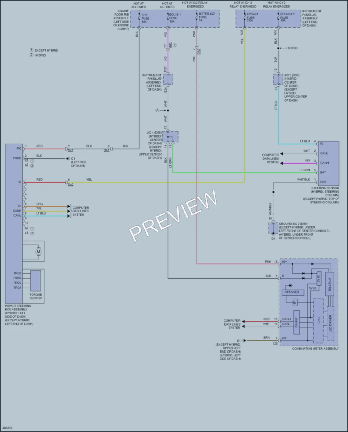 2018 Toyota AvalonHybrid Electronic Power Steering wiring diagram preview