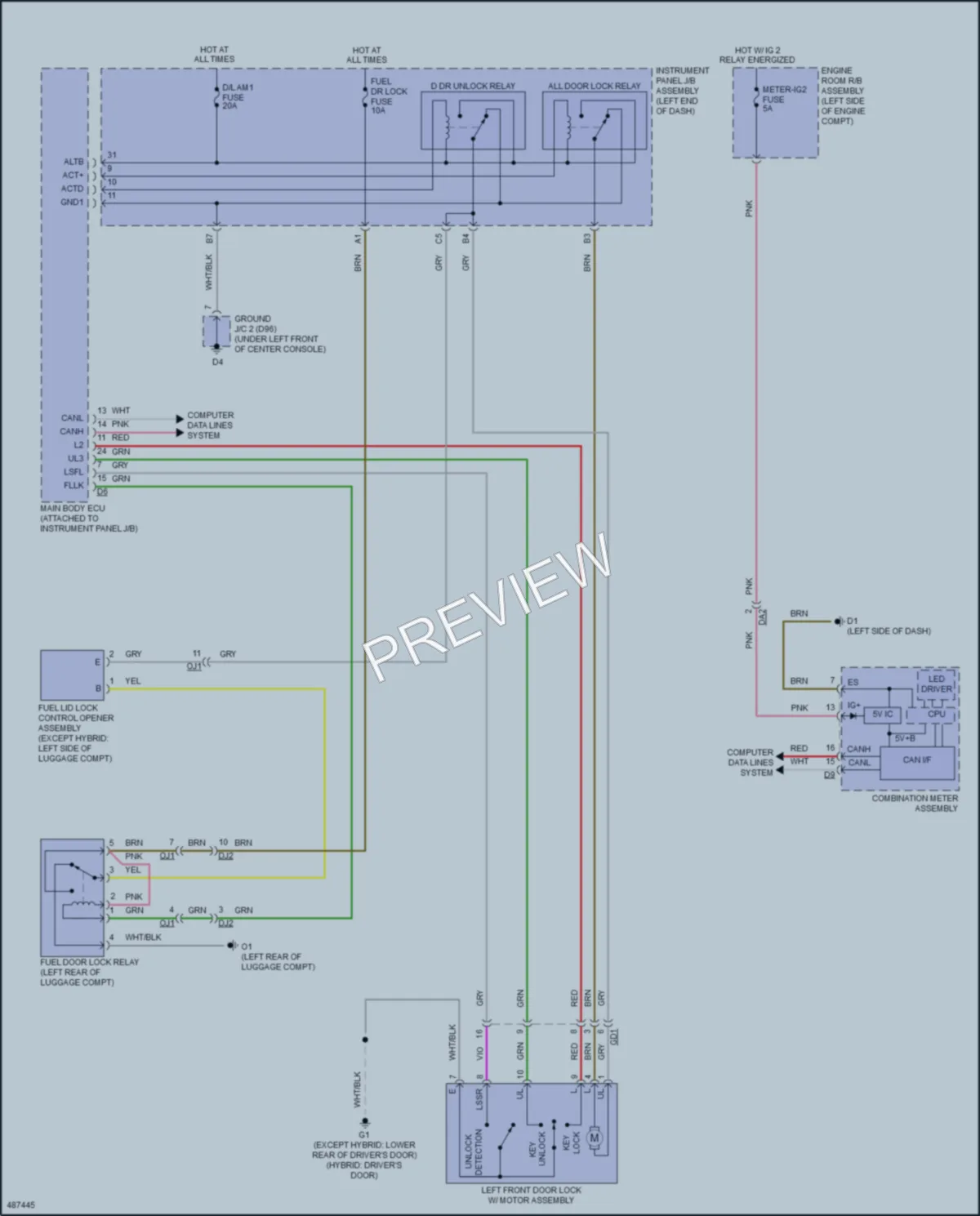2018 Toyota AvalonHybrid Trunk Tailgate Fuel Door wiring diagram preview