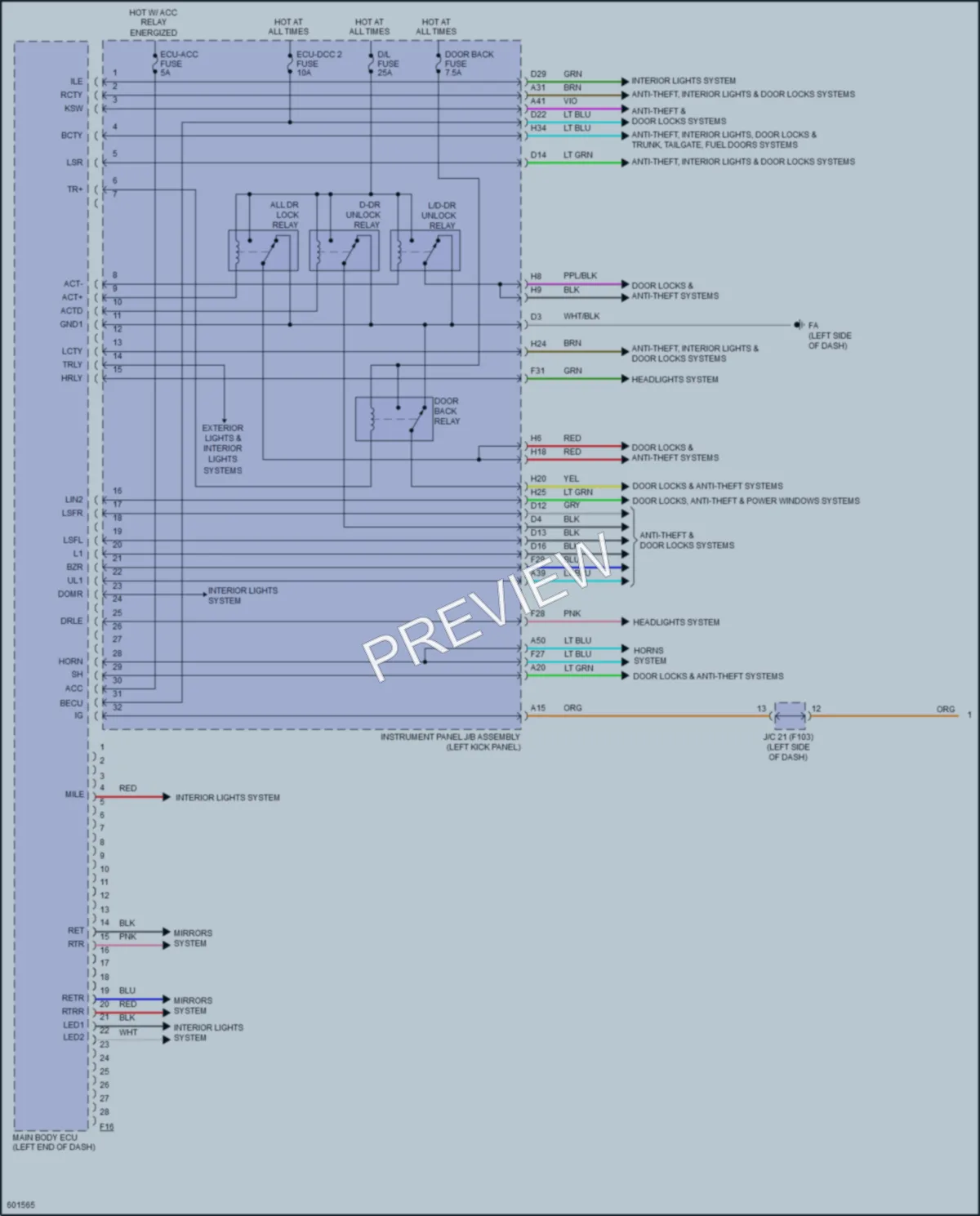 2018 Toyota CHR Body Control Modules wiring diagram preview