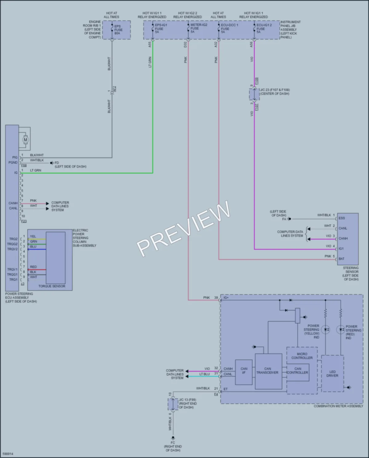 2018 Toyota CHR Electronic Power Steering wiring diagram preview