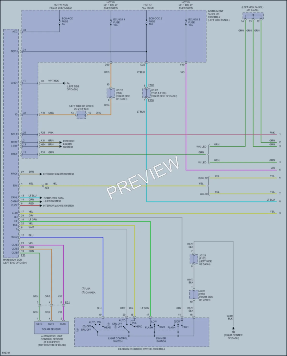 2018 Toyota CHR Headlights wiring diagram preview