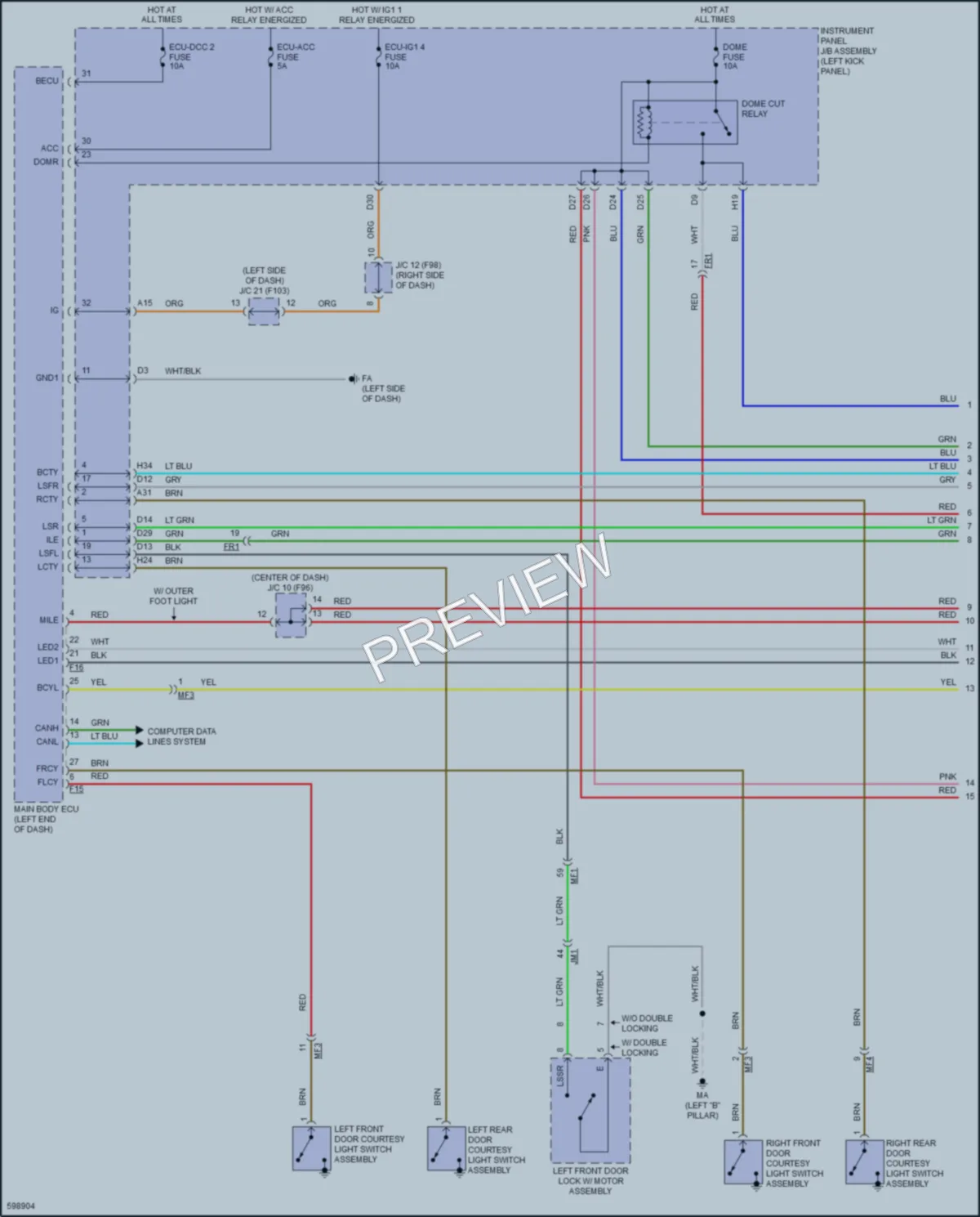 2018 Toyota CHR Interior Lights wiring diagram preview