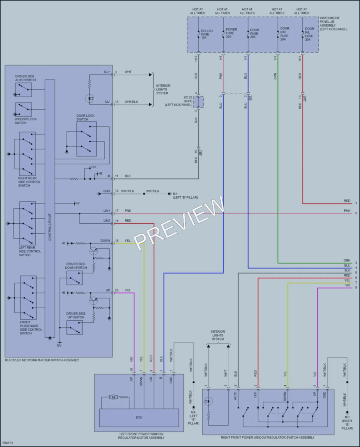 2018 Toyota CHR Power Windows wiring diagram preview
