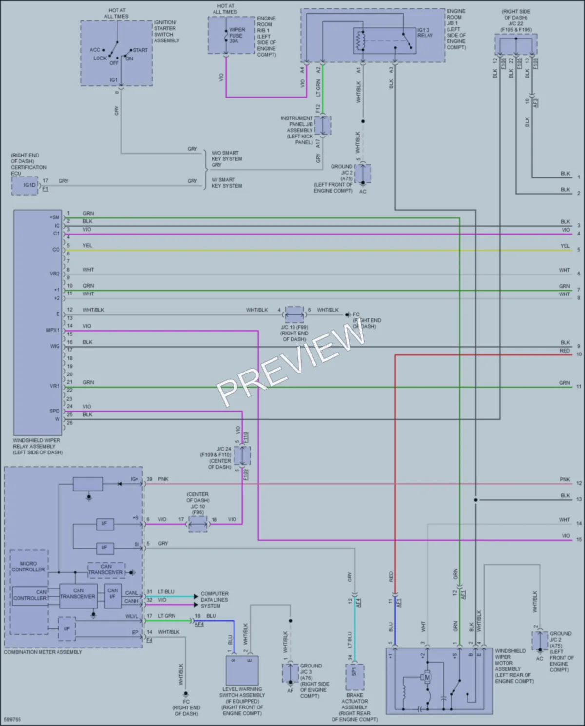 2018 Toyota CHR Wiper Washer wiring diagram preview