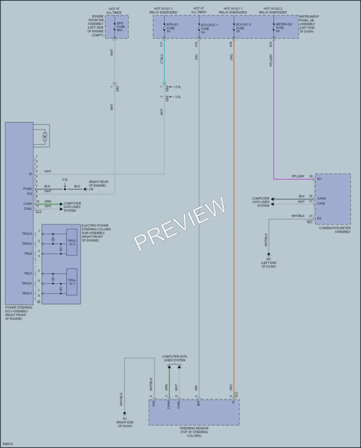 2018 Toyota Camry Electronic Power Steering wiring diagram preview