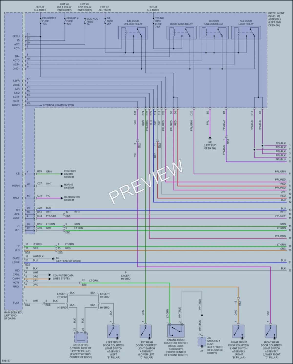2018 Toyota Camry Power Door Locks wiring diagram preview