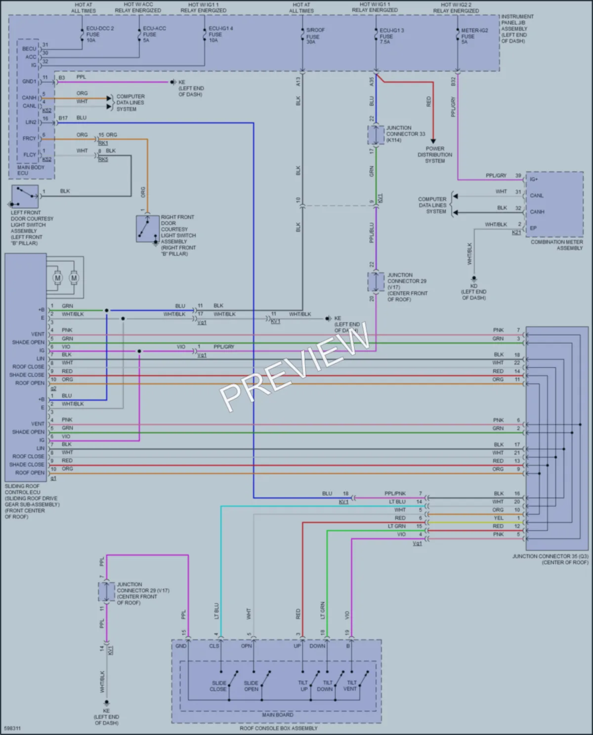2018 Toyota Camry Power Top Sunroof wiring diagram preview