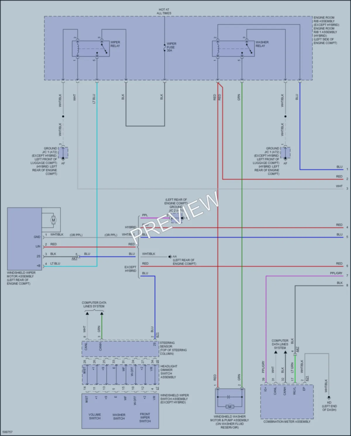 2018 Toyota Camry Wiper Washer wiring diagram preview